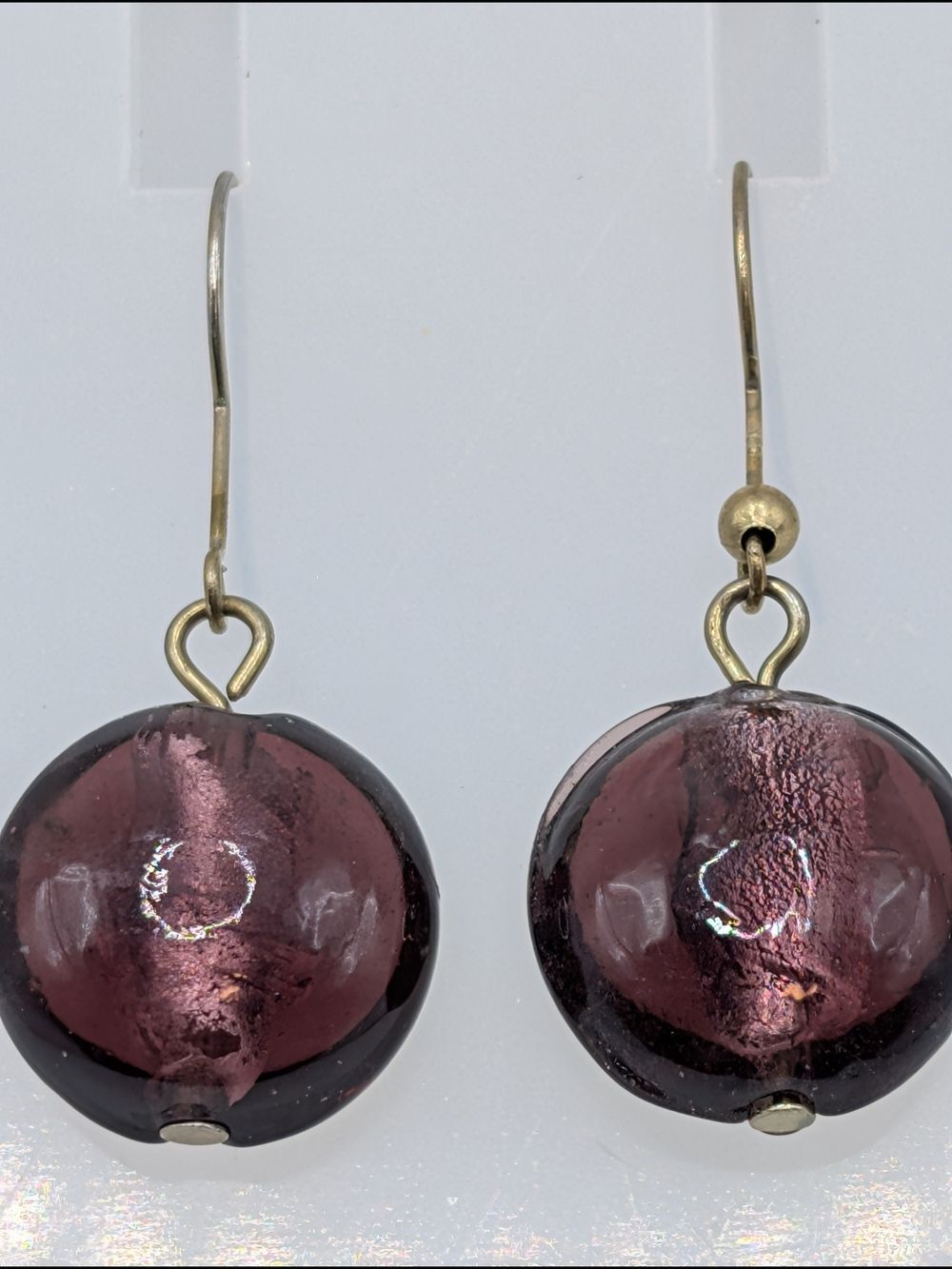 Murano-Style Purple Glass Drop Earrings - Elegant Women’s Jewelry